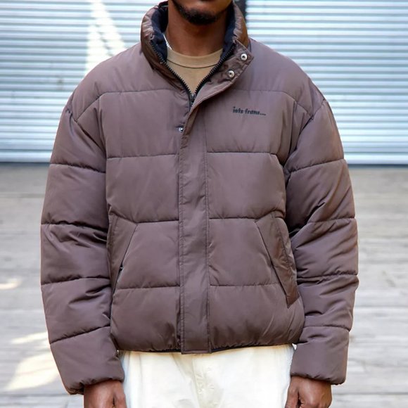 Urban Outfitters, iets frans Recycled Puffer Jacket, Brown, Small - Picture 4 of 6